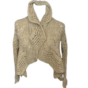 Barretti Italian Made Wool Blend Open Crochet Cardigan Sweater M